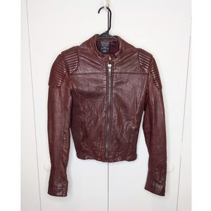H&M 4-6 Dragon Tattoo motorcycle jacket red brown